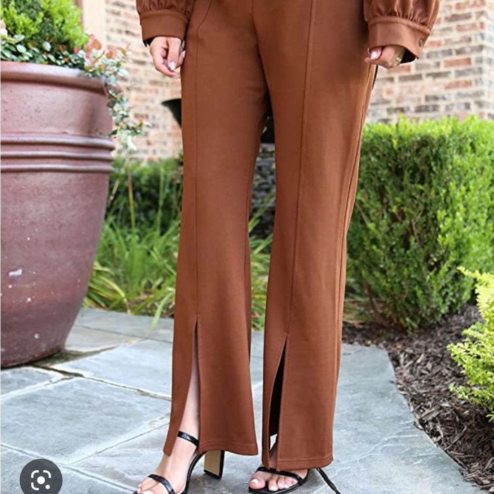 The Drop Women's Chocolate Brown SPLIT HEM PANT by @somewherelately